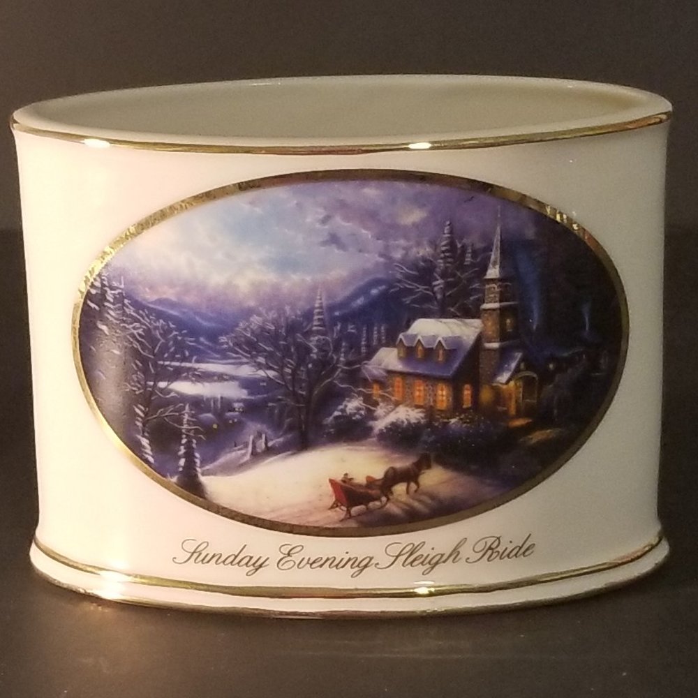 THOMAS KINKADE WINTER SCENE VASE BRUSH HOLDER CATCH ALL VASE